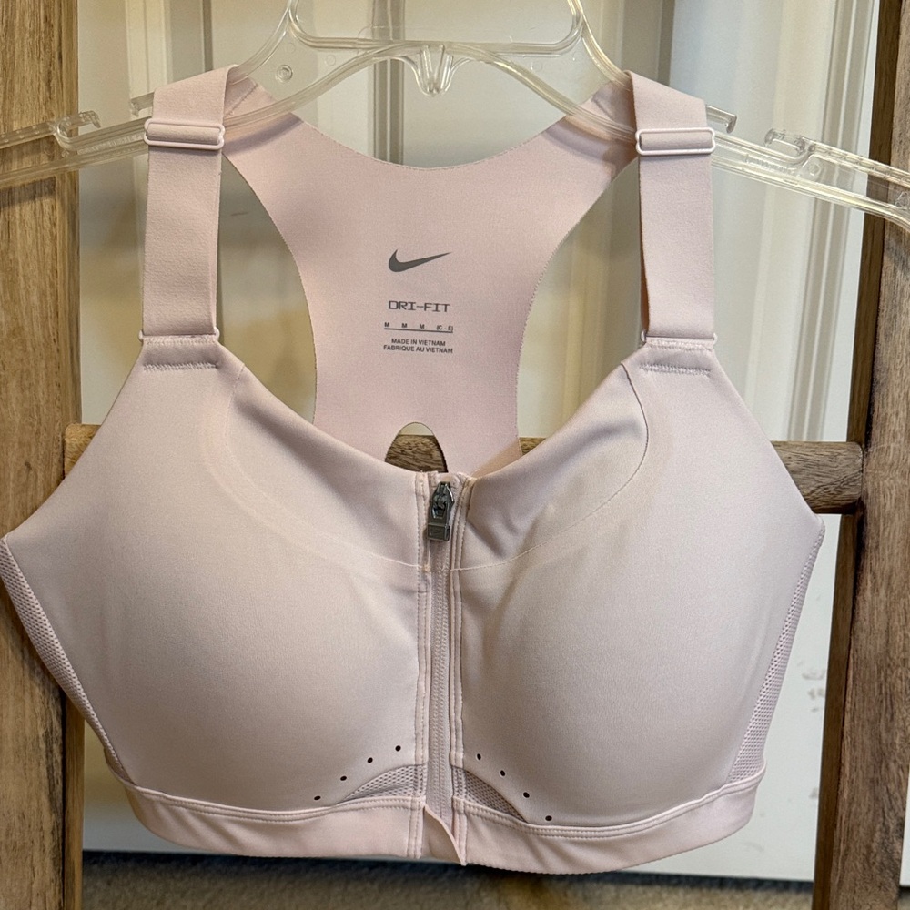 Nike Women's Light Pink Zip-Front Sports Bra